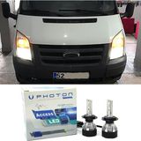 Photon Ford Transit LED Xenon Uzun + Kısa Far Ampulü H4 Access Yeni Seri Beyaz 1994-2012 - 00-Beyaz