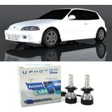 Photon Honda Civic Uzun + Kısa Far Ampulü H4 Access Yeni Seri Beyaz 1992-1995 - 00-Beyaz
