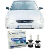 Photon Hyundai Accent Milenyum LED Xenon Uzun + Kısa Far Ampulü H4 Access Yeni Seri Beyaz 1999-2006 - 00-Beyaz