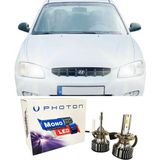 Photon Hyundai Accent Milenyum LED Xenon Uzun + Kısa Far Ampulü H4 Mono Yeni Seri Beyaz 1999-2006