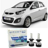 Photon Kia Picanto Uzun + Kısa Far Ampulü H4 Access Yeni Seri Beyaz 2011-2016 - 00-Beyaz