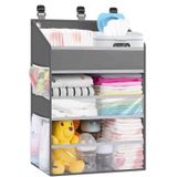 PHOTOONE Asılı Bebek Bezi Caddy Organizatör Beşik Organizatörü - Masa Değiştirme için Geniş Kız Bebek/Erkek Bebek Bezi Düzenleyici, Oyun Parkı/Duvar - Tutun 90+ Bebek Bezi (Gri)