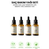 Phrau %100 Saf ve Doğal Saç Bakım Yağı Seti 4'lü (Argan Çam Terebentin Lavanta Sarımsak Yağı)