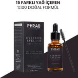 Phrau 30 ml Kaş ve Kirpik Bakım Serumu Uygulama Fırçalı %100 Doğal 10 Uçucu Yağ ile Güçlendirir