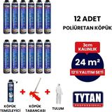 Phurex Tytan Poliüretan Isı Yalıtım 24M2 Köpük Seti (12 Adet Köpük+Tabanca+Temizleme Köpüğü+Tulum)