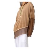 Phuti Collection ASİMETRİK FİLE DETAYLI BLUZ Kahverengi L/XL