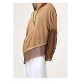 Phuti Collection ASİMETRİK FİLE DETAYLI BLUZ Kahverengi L/XL