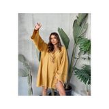 Phuti Collection BONCUKLU GOFRE ELBİSE Sarı Standart