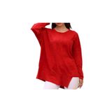 Phuti Collection ESKİTMELİ ASİMETRİK OVERSIZE SALAŞ BLUZ Kırmızı Standart