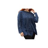Phuti Collection ESKİTMELİ ASİMETRİK OVERSIZE SALAŞ BLUZ Mavi Standart