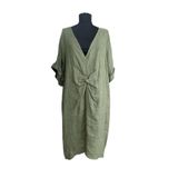 Phuti Collection İTALYAN KETEN ELBİSE Haki XLSTD