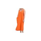 Phuti Collection İTALYAN KETEN İP ASKILI ELBİSE TURUNCU Standart