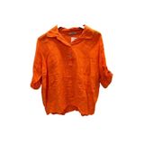Phuti Collection İTALYAN KETEN PANTOLON BLUZ TAKIM TURUNCU Standart