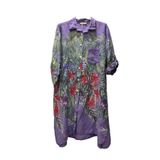 Phuti Collection İTALYAN PAMUKLU KETEN ELBİSE MOR Standart