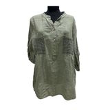 Phuti Collection İTALYAN%100 KOTON FİLE DETAYLI BLUZ Haki Standart