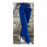 Phuti Collection KADIN SAKS MAVİSİ BELİ LASTİKLİ YIKAMALI KETEN GÖRÜNÜMLÜ PİS DİKİŞ DETAYLI SALAŞ ŞALVAR PANTOLON SAKS MAVİSİ S/M