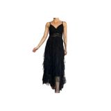 Phuti Collection KATLI TÜL DETAYLI İTHAL ELBİSE SİYAH S/M