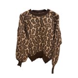 Phuti Collection LEOPAR DESENLİ YUMOŞ KAZAK Kahverengi Standart