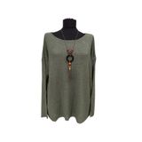 Phuti Collection MERSERİZE KOLYELİ KAZAK Haki Standart