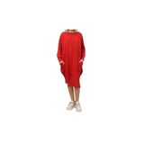 Phuti Collection ÖRME ASİMETRİK TUNİK ELBİSE Kırmızı Standart