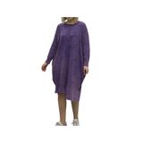Phuti Collection ÖRME ASİMETRİK TUNİK ELBİSE Mor Standart