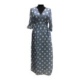 Phuti Collection PUANTİYELİ ŞİFON ELBİSE Mavi Standart