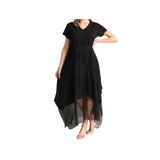 Phuti Collection SİYAH ŞİFON TÜLLÜ ASİMETRİK ELBİSE SİYAH S/M