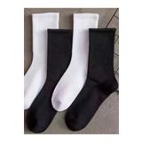 Pi Giyim 4 Çift Ekonomik Paket Erkek Kadın Unisex Soket Uzun Tenis Corap Siyah Beyaz Düz Kolej Çoraplar