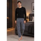 Pi Giyim Erkek Kışlık Pijama Şardonlu Rahat Yumuşak Ağlı Kalın İçlik Manşetli Pijama