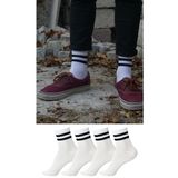 Pi Giyim Unisex 4 Çift Desenli Beyaz Pamuklu Spor Kolej Çorap