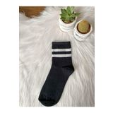 Pi Giyim Unisex Siyah Kolej Tenis Çorap Çizgili 4'Lü Paket Şeklinde