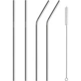 Pi İthalat 5 Parça Metal Pipet - Paslanmaz Çevre Dostu Metal Pipet Fırça Seti