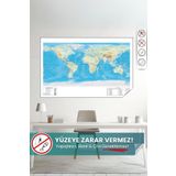 Pi Papers Dünya Fiziki Harita - Yüzeye Zarar Vermez, Yapışkansız Tutunan Statik Sihirli Akıllı Kağıt Harita