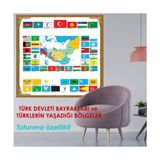 Pi Papers Türk Dünyası Haritası, Bayrakları ve Türklerin Yaşadığı Bölgeler Statik Tutunan Akıllı Kağıt Harita
