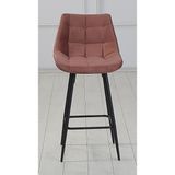 Pi Sandalye 2 Adet Dona Ada Mutfak ve Bar Sandalyesi - Bar Taburesi - Silinebilir Babyface Kumaş - Metal Ayak - Gülkurusu