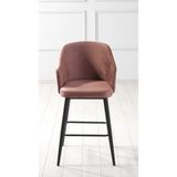 Pi Sandalye 2 Adet Perry 75 cm Ada Mutfak ve Bar Sandalyesi - Bar Taburesi - Babyface Kumaş - Metal Ayak - Gülkurusu