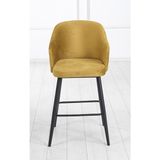 Pi Sandalye 2 Adet Perry 75 cm Ada Mutfak ve Bar Sandalyesi - Bar Taburesi - Babyface Kumaş - Metal Ayak - Hardal