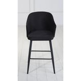 Pi Sandalye 2 Adet Perry 75 cm Ada Mutfak ve Bar Sandalyesi - Bar Taburesi - Babyface Kumaş - Metal Ayak - Siyah
