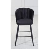 Pi Sandalye 2 Adet Strip 75 cm Ada Mutfak ve Bar Sandalyesi - Bar Taburesi - Babyface Kumaş - Metal Ayak - Siyah