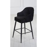 Pi Sandalye 2 Adet Titan 75 cm Ada Mutfak ve Bar Sandalyesi - Bar Taburesi - Babyface Kumaş - Metal Ayak - Siyah