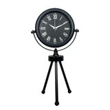 Pi Time Siyah Zarif Dekoratif Üç Ayaklı Metal Masa Saati