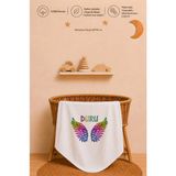 Pia Baby %100 Pamuk Isimli Kız Bebek Battaniyesi 80X80 cm Çift Kat Penye Organik Baskılı Isme Özel Bebek Battaniyesi Bebek Hediyesi - Ekru - 0 - 6 Ay