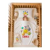 Pia Baby Erkek Bebek Doğum Hediyesi İsme Özel 80X80 Cm Bebek Battaniyesi 35X45 Cm Yastık Kılıfı Ham Bez Kıyafet Kesesi