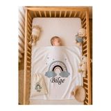 Pia Baby İsme Özel Erkek Bebek Battaniyesi %100 Pamuk 80X80 Cm Çift Kat Penye Ham Bez Kıyafet Kesesi Erkek Bebek Hediyesi