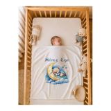 Pia Baby İsme Özel Erkek Bebek Battaniyesi 80X80 Cm %100 Pamuk Çift Kat Penye Organik Baskılı İsimli Bebek Battaniyesi