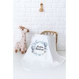 Pia Baby İsme Özel Erkek Bebek Battaniyesi 80x80 cm %100 Pamuk Çift Kat Penye Yumuşak Bebek Battaniyesi