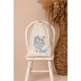 Pia Baby Isme Özel Erkek Bebek Çocuk Kıyafet Kesesi 30X40 cm %100 Pamuk Ham Bez Isim Baskılı Yıkanabilir Kişiye Özel Kese - Krem