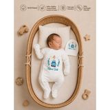 Pia Baby Isme Özel Erkek Bebek Tulumu %100 Pamuk Organik Baskılı Kişiye Özel Bebek Kıyafeti - Krem - 0 - 1 Ay