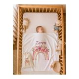 Pia Baby İsme Özel Yenidoğan Kız Bebek Battaniyesi 80X80 Cm %100 Pamuk Çift Kat Penye Ham Bez Kıyafet Kesesi