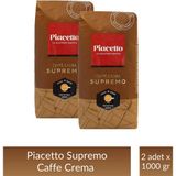 Piacetto Cafe Crema Supremo Çekirdek Kahve 1 kg x 2 Adet - Çekirdek (Öğütülmemiş)